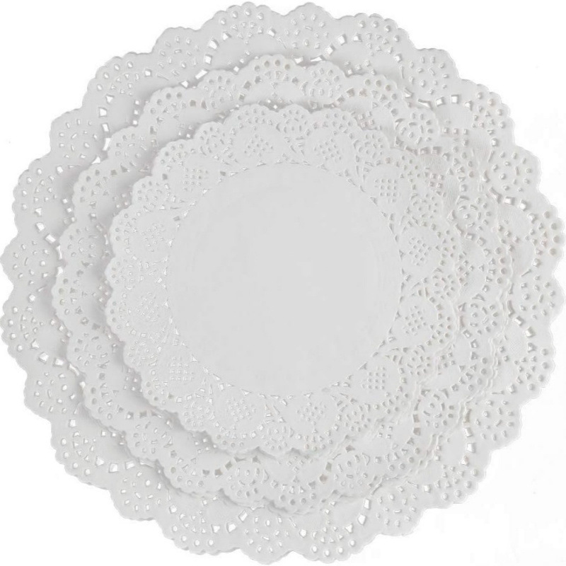 200pcs/pack 4-12 Inches Round Lace Doilies Grease Free Paper