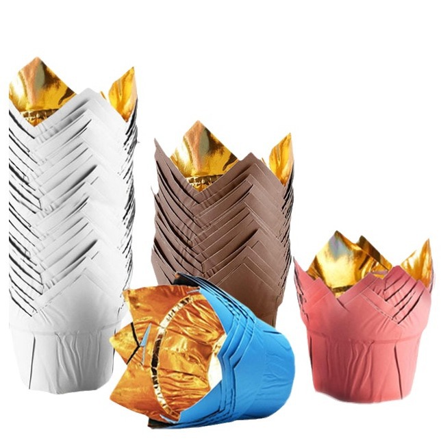 Fire Cupcake Liners Muffin Cup Gold Foil And Laminated Paper