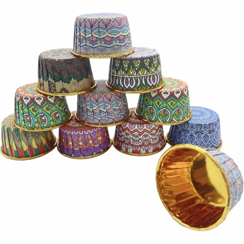 Round Muffin Cup, Cup Cake Liners Gold Plated Inside