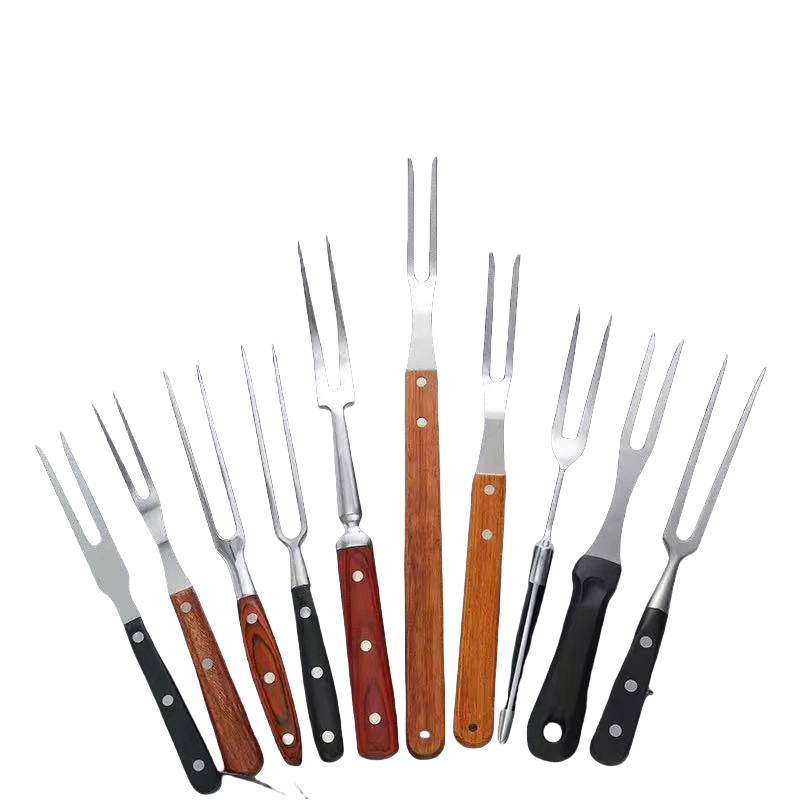 Chef Stainless Steel BBQ Meat Carving Fork with Wood Handle