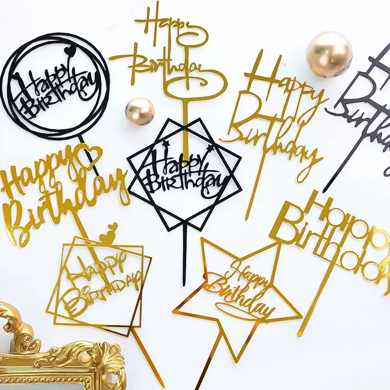 10pcs/pack Acrylic Paper Cake Topper for Wedding Graduation Birthday
