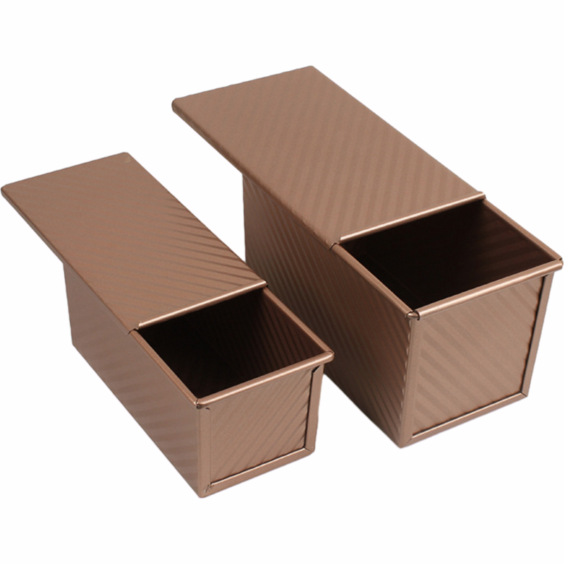 2 Size Gold Carbon Steel Non-Stick Bread Pan with Lid