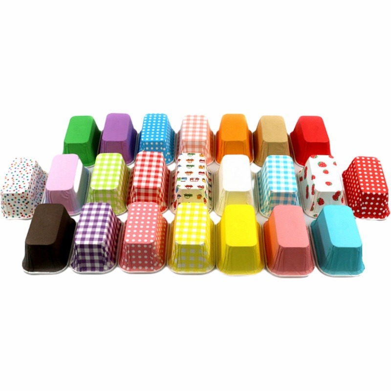 Rectangle Muffin Cup Liners Cupcake Laminated Paper Gold Foil