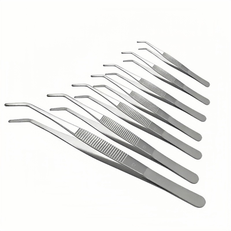 Straight and Bend Kitchen Tong Stainless Steel Tweezers for Cooking