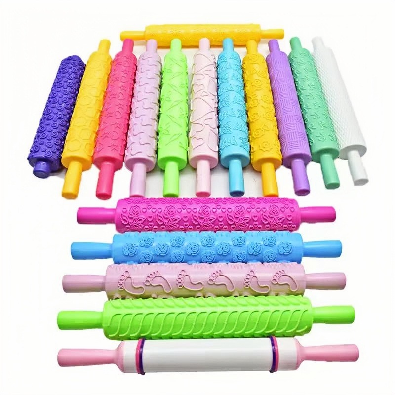 Silicone Embossing Rolling Pin for Fondant Cake Pie Pizza